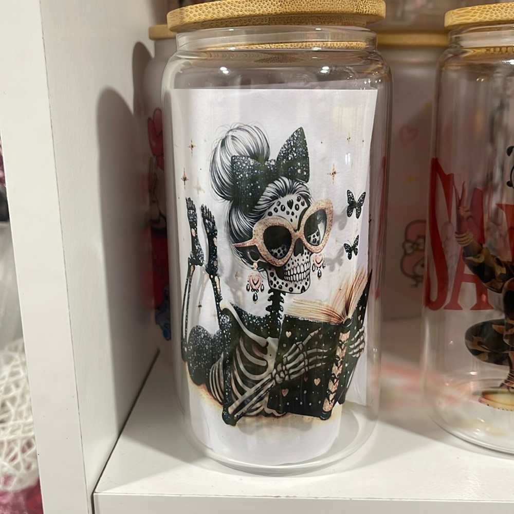 Skeleton Reading Tumbler